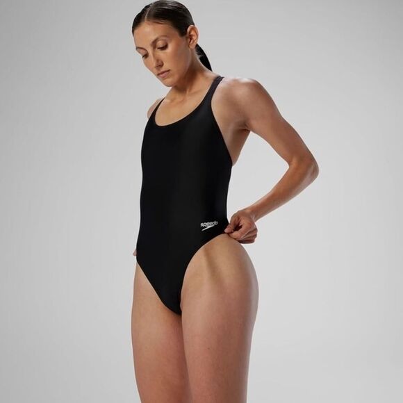Speedo Women's PowerFlex Ultra Back Black One Piece Swimsuit, 8L - Picture 1 of 5